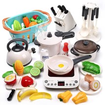 Pretend Play Kitchen Toy With Cookware Steam Pressure Pot And Electronic Inducti - £59.99 GBP