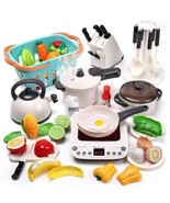 Pretend Play Kitchen Toy With Cookware Steam Pressure Pot And Electronic... - £63.06 GBP