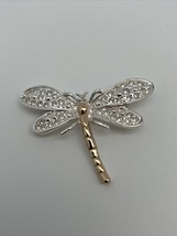 Vintage ROMAN Dragonfly Brooch Silver Wings &amp; Gold Body - $11.61