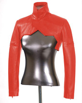Red Decent 100%Genuine Motorcycle Slim-fit Biker Crop  Leather  Jacket  ... - $107.30