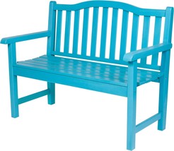 Shine Company Belfort Outdoor Wood Patio Garden Bench – Aqua - £228.66 GBP