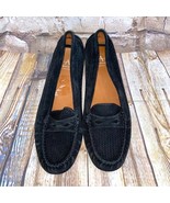 Aquatalia Women’s Sawyer Black Suede Penny Loafer Flats Size 7.5 NEW - $69.30