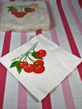 Charming Retro 80s American Greetings CHERRY Cluster 13pc Paper Cocktail Napkins - £3.98 GBP