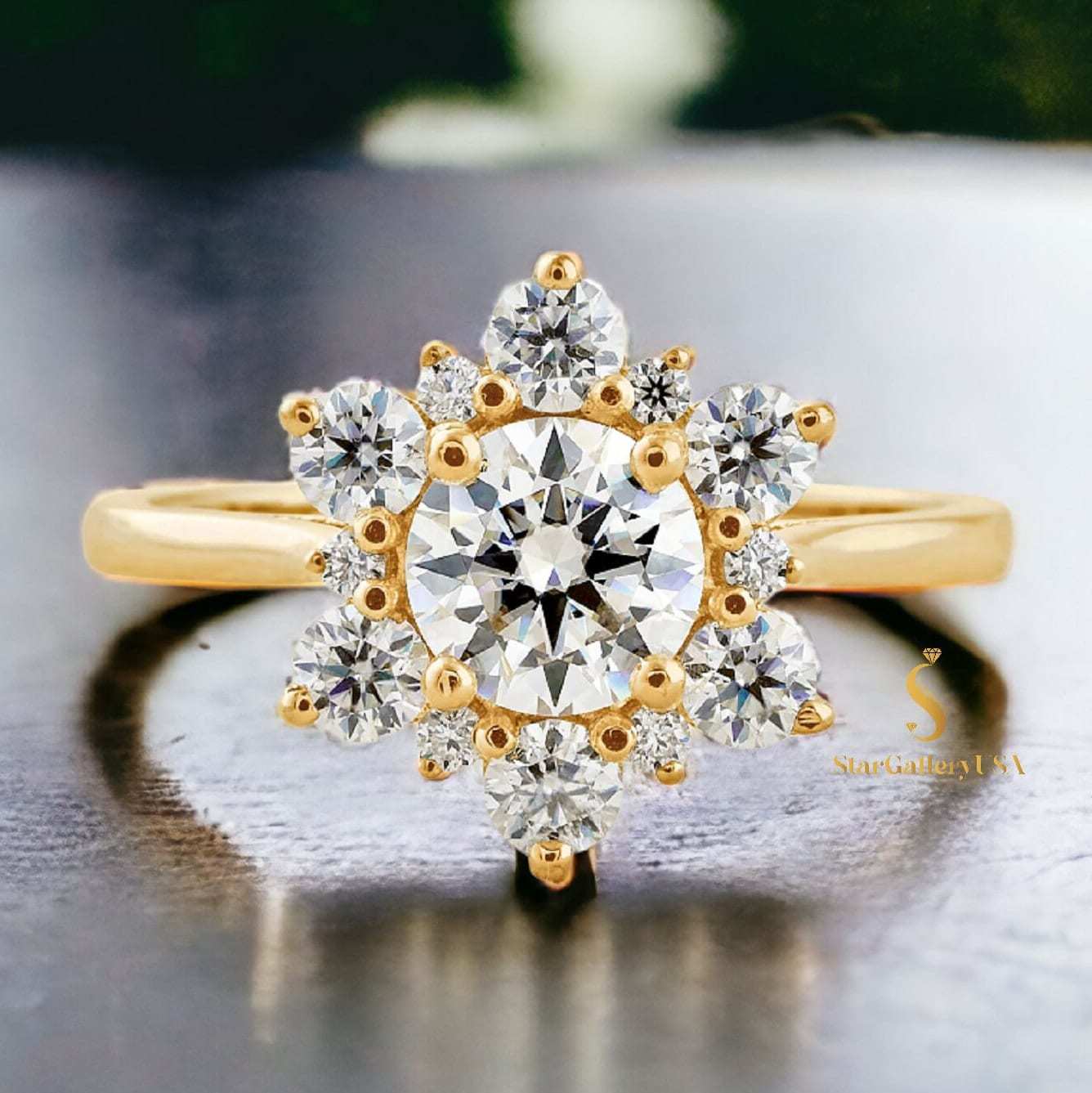 Primary image for sparkling 1 carat round cut moissanite engagement ring star halo set lab diamond