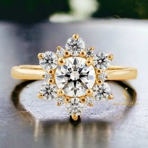 sparkling 1 carat round cut moissanite engagement ring star halo set lab diamond - £148.47 GBP