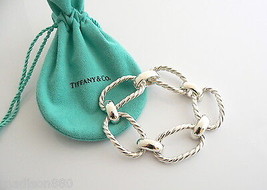 Tiffany &amp; Co Cable Rope Oval Link Bracelet Bangle Silver Love Gift Pouch Classic - £632.38 GBP