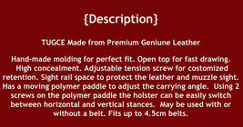 Fits Taurus Spectrum 380 ACP Special 2.8”BBL Leather Paddle Holster #1422# RH image 4