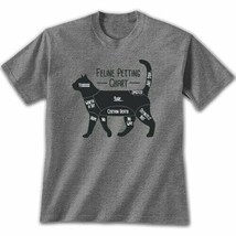 Cat T-shirt S L XL Feline Petting Chart Short Sleeve  New Gray Heather - £17.48 GBP