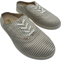 Spenco women&#39;s Santa Rosa Orthopedic Canvas slip-on Mules Tan Stripe siz... - $21.35