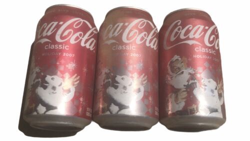 Coca-Cola Classic Holiday 2007 Collectible Cans Set Of 3 - £6.38 GBP