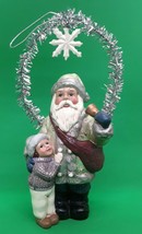 Santa With Bell &amp; Boy With Garland &amp; Snowflake Christmas Ornament - $14.99