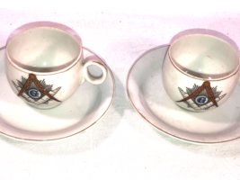 2 Masonic DemitasseTea Cups &amp; Saucers Japan Mint Fraternal - £35.23 GBP