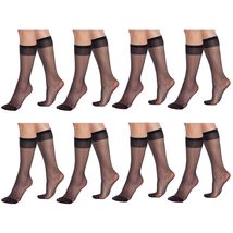 AWS/American Made 8 Pairs Sheer Knee High Socks for Women 15 Denier Stay up Band - £9.70 GBP