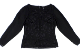 White House Black Market Women&#39;s Long Sleeve Pullover Top 4 Black Floral - £10.95 GBP