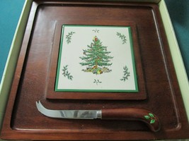 Spode Wooden And Ceramic Serving Tray Cheese Board With Knife 12 X 12&quot; New - £59.35 GBP