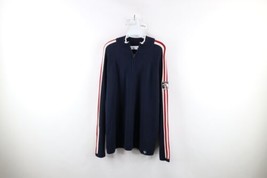 Vintage Streetwear Mens XL Striped Heavyweight Wool Blend Knit Half Zip Sweater - £43.69 GBP