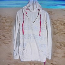 Vanity Womens Small Hoodie Bling Rhinestones Irridescent Drawstring Pock... - $10.74