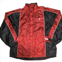 Champion Men&#39;s Windbreaker Rain Jacket Size XL Water Repellent Black Red - $23.61