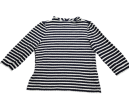 Talbots Blue White Stripe Jacquard 3/4 Sleeve Funnel Neck Pullover Plus Sz Lg - £15.86 GBP