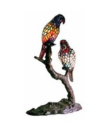 Tiffany-style Exotic Birds Accent Lamp 346 hand-cut pieces of stained glass - $196.01