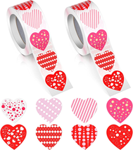 1000 Pieces Valentine&#39;S Day Heart Stickers Colorful Roll Love Decorative... - £6.55 GBP