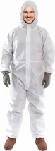Anti-Static Fabric Coveralls 25ct White Polypropylene XX-Large Attached Hood - £101.89 GBP