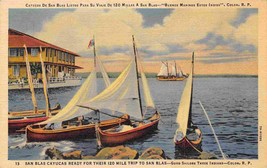 San Blas Cayucas Fishing Boats Colon Panama 1940s linen postcard - £5.03 GBP