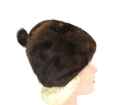 VTG Mink Fur Hat Dark Brown Amrose New York 21 3/4&quot; Cool Shape Near Mint... - $2,157.54 MXN