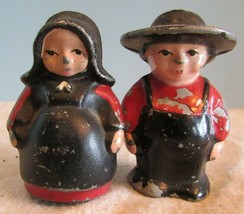 Mid Century Salt And Pepper Shakers Amish Boy And Girl - £11.65 GBP