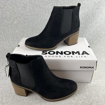 Sonoma Ankle Boots Women Size 10 Block Heel Black Faux Suede Booties  New - £37.87 GBP