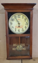 Vintage Drink Coca Cola Clock Delicious Refreshing Battery Op Regulator Pendulum - £141.32 GBP