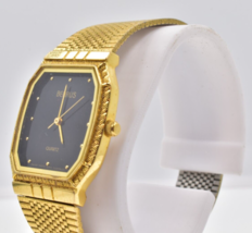 Benrus B369 Dress Watch Quartz Gold Tone Mesh Band Black Dial AS IS - £76.89 GBP