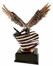 Patriotic Bald Eagle With Spread Out Wings Clutching On American Flag St... - £50.35 GBP