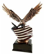 Patriotic Bald Eagle With Spread Out Wings Clutching On American Flag St... - £51.15 GBP