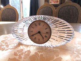 Waterford Crystal Shelf Mantel Desk Clock  Signed 8&quot;W Large Oval New Bat... - £33.73 GBP