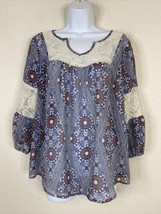 Como Vintage Womens Size S Sheer Boho Mandala Blouse 3/4 Sleeve  - £8.43 GBP