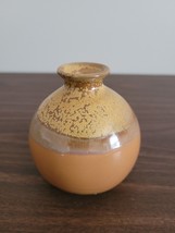 Vintage Ceramic Weed Pot Vase  small golden drip glaze - £9.58 GBP