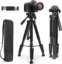 Aureday 74’’ Camera Tripod with Travel Bag,Cell Phone Tripod with, Black - £25.91 GBP