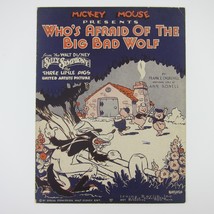 Disney Mickey Mouse Who&#39;s Afraid of the Big Bad Wolf Sheet Music Vintage 1933 - £15.63 GBP