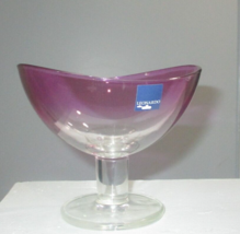 Leonardo Glass Footed Compote Purple to Clear Stem New w/Makers Tag - £15.48 GBP