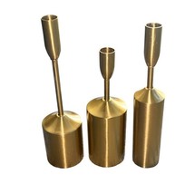 Set of 3 Mid Century Modern Brass Taper Candle Holders Minimalist Decor image 7