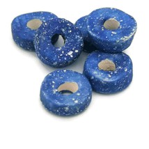 3Pc Handmade Ceramic Beads Jewelry Making, Blue Clay Macrame Beads Large... - £9.36 GBP