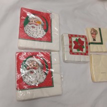 Vintage Artfair Holiday Christmas Santa Poinsettia 13&quot; Paper Napkins Lot of ~ 85 - £12.45 GBP