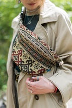 Fabric women&#39;s crossbody bag and waist bag. Waist bag made of cotton, tapestry. - £46.99 GBP
