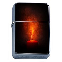 Candle Flame Flip Top Oil Lighter Em1 Smoking Cigarette Silver Case Incl... - $8.95