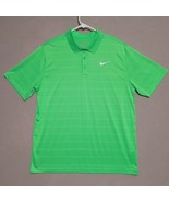 Nike Polo Shirt Mens X Large Green Dri Fit Striped Short Sleeve Casual - $18.87