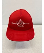 Barney&#39;s Boats Inc. Canada Vintage Trucker Hat Red Polyester Snapback Cap - £10.03 GBP