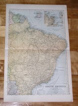 1908 Antique Map Of Brazil / Inset Map Of Rio De Janeiro / South America - $26.01