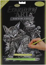 Silver Foil Engraving Art Kit 8&quot;X10&quot; Cat &amp; Kittens - $15.20