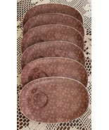 Basis Brand ~ Set of Six (6) ~ Brown &amp; Pink Floral Ceramic Snack Plates ... - $37.40